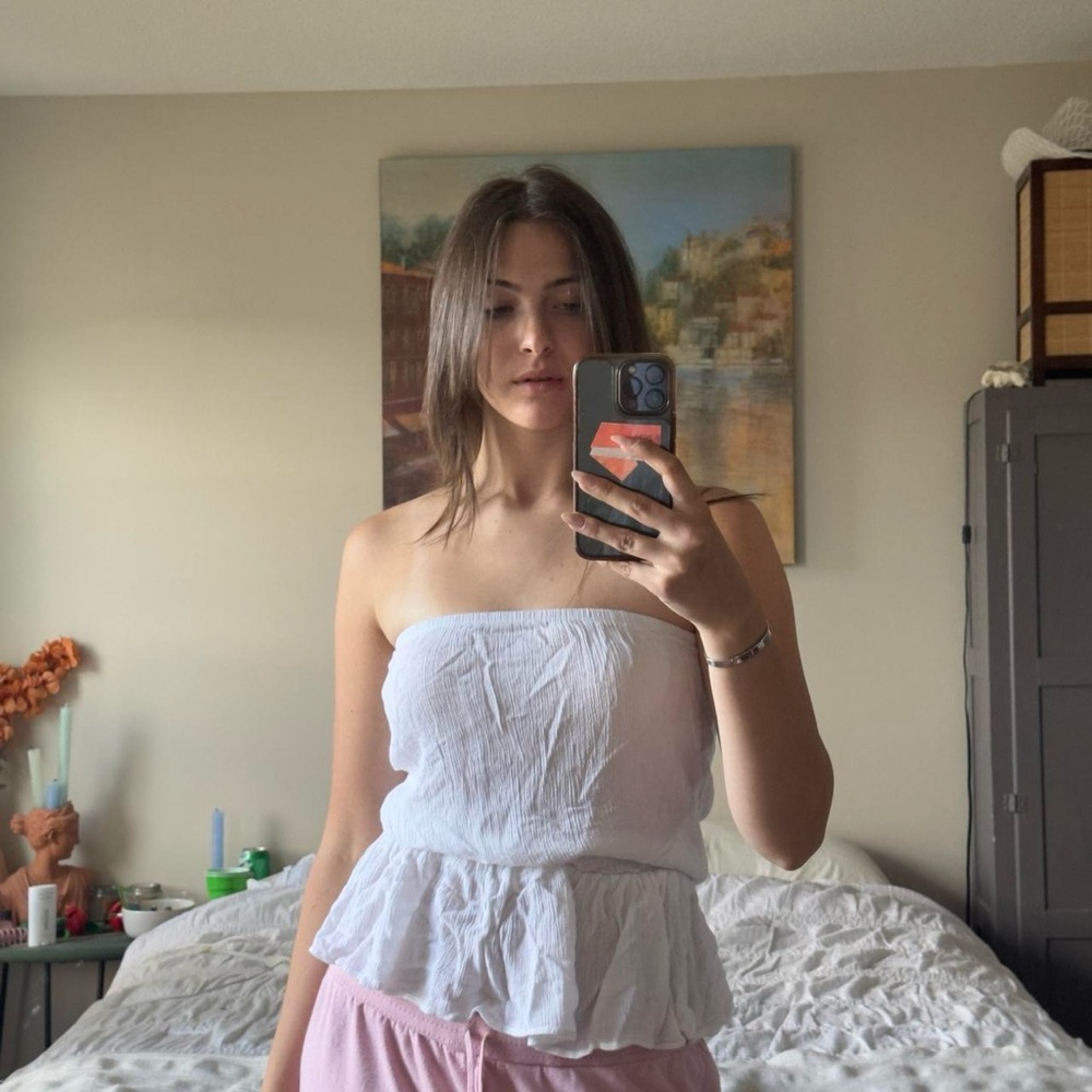 White ruffle Bando top